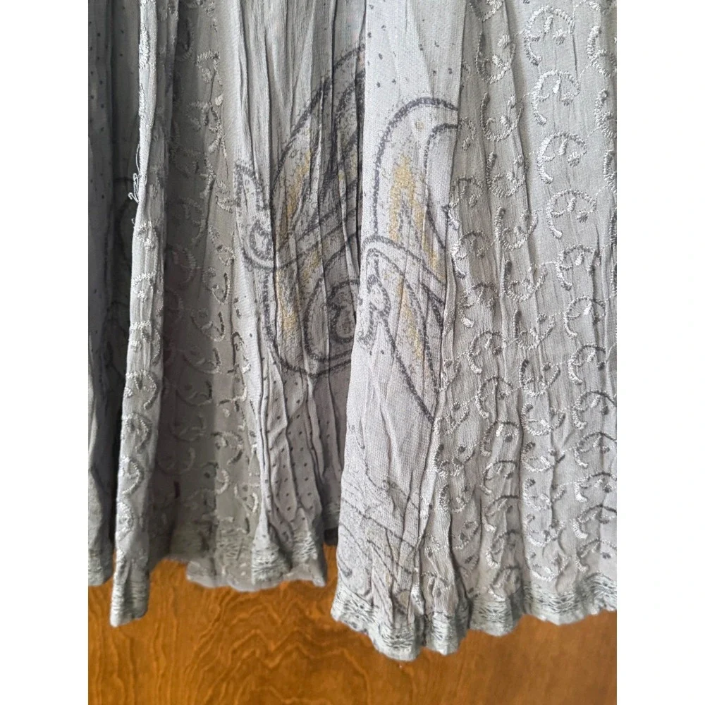 Soft Surroundings Sz XL Embroidered Floral Flowy Pull On Maxi Skirt Whimsical